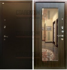 Металлическая дверь Порошок- МДФ с зеркалом -13