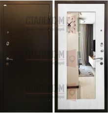 Металлическая дверь Порошок- МДФ с зеркалом -14