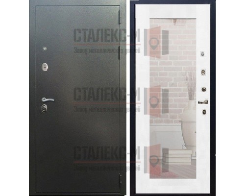 Металлическая дверь Порошок- МДФ с зеркалом -16