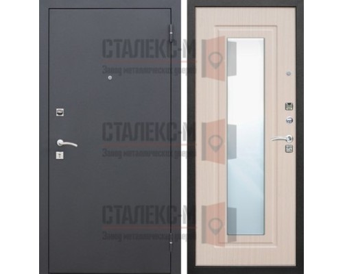 Металлическая дверь Порошок- МДФ с зеркалом -4